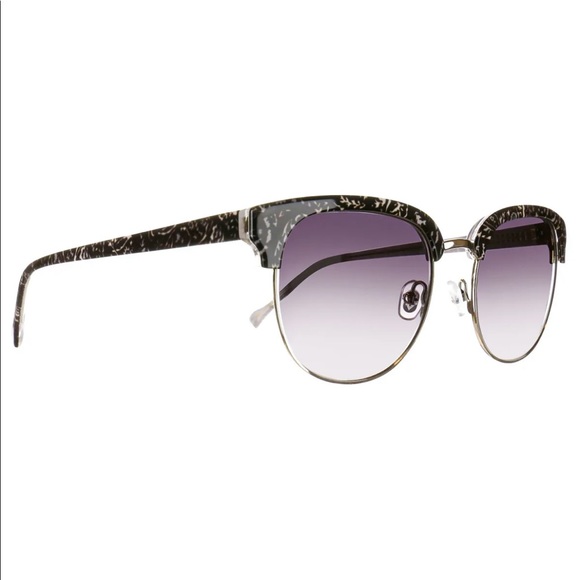Vera Bradley Talia Sunglasses Paisley Noir Black White NEW WITH CASE - Picture 2 of 3
